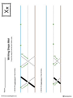Letter X Writing Steps Mat Printable (Color)