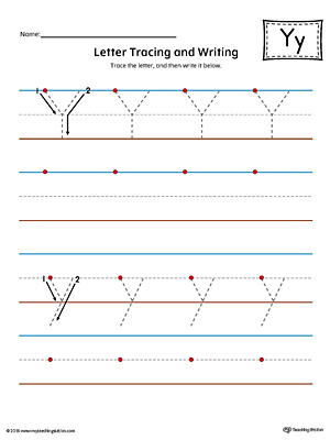 Letter Y Tracing and Writing Printable Worksheet is perfect for students in preschool or kindergarten to practice writing.