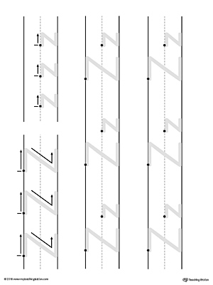 Uppercase and Lowercase Letter Z Printable Writing Mat