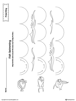 Fish Curved Line Tracing Prewriting Worksheet