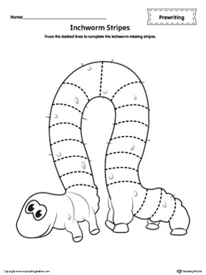 Inchworm Stripes Tracing Prewriting Worksheet
