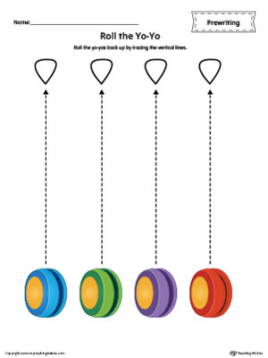 YoYo Line Tracing Prewriting Worksheet in Color