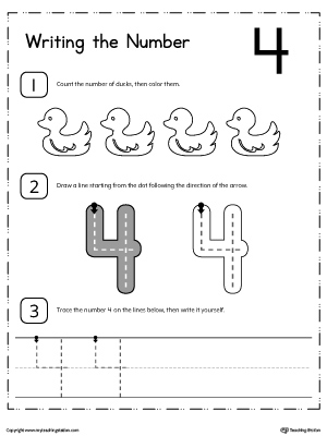 Learn to Count and Write Number 4