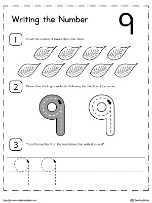 Learn to Count and Write Number 9