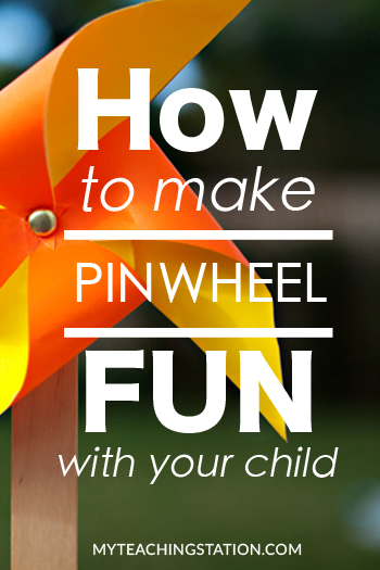 Your child will enjoy this art project just as much as they will enjoy the pinless pinwheel they will create.