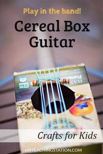 Learn how to make a simple and easy cardboard guitar using a cereal box and rubber bands in this craft for kids.