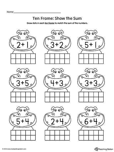 Ten Frame Addition Worksheet