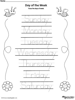 Days of the Week Tracing