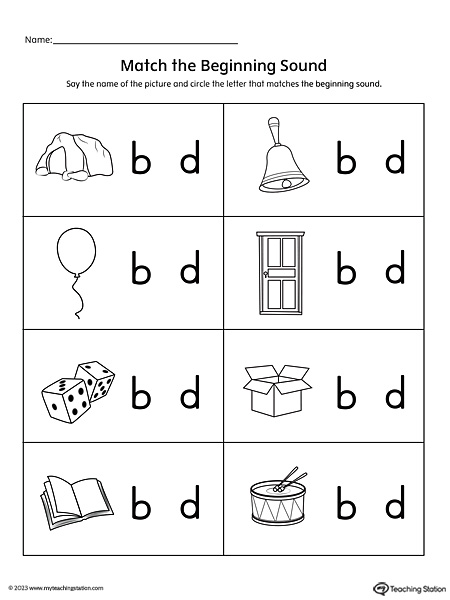 B-D Letter Identification Worksheet