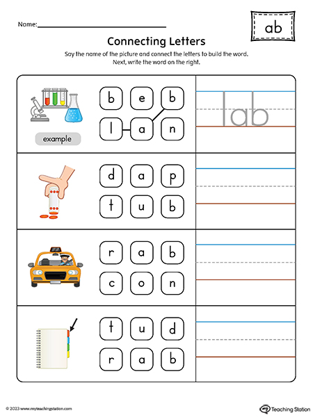 AB Word Family Build Words Printable PDF