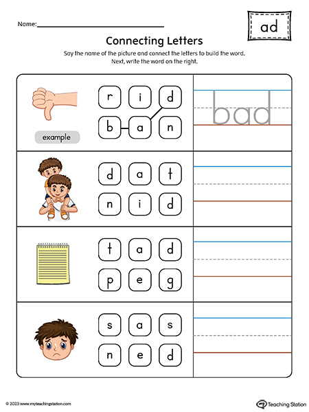 AD Word Family Build Words Printable PDF