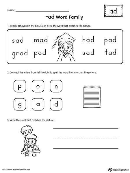 AD Word Family Worksheet