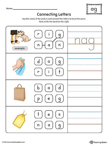 AG Word Family Build Words Printable PDF