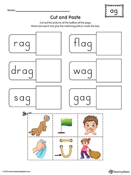 AG Word Family Cut-and-Paste Printable PDF