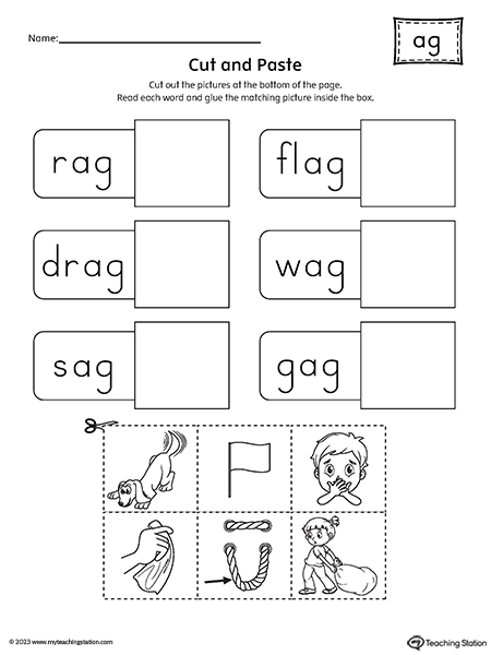 AG Word Family Cut-and-Paste Worksheet