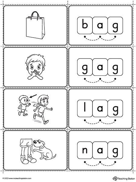 AG Word Family Small Picture Cards Printable PDF