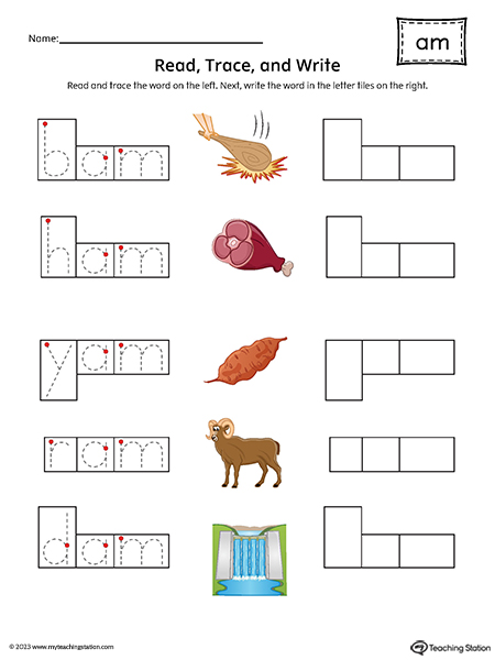 AM Word Family Read and Spell Printable PDF