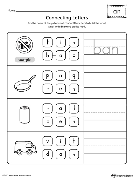 AN Word Family Build Words Worksheet