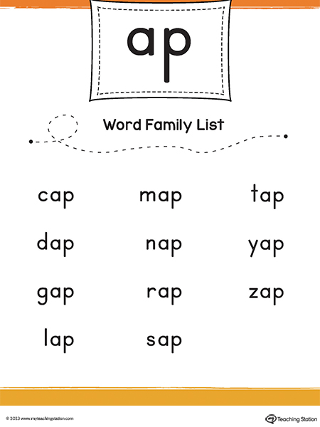 AP Word Family CVC List Printable PDF