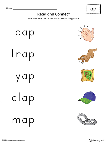AP Word Family Read and Connect to Image Printable PDF