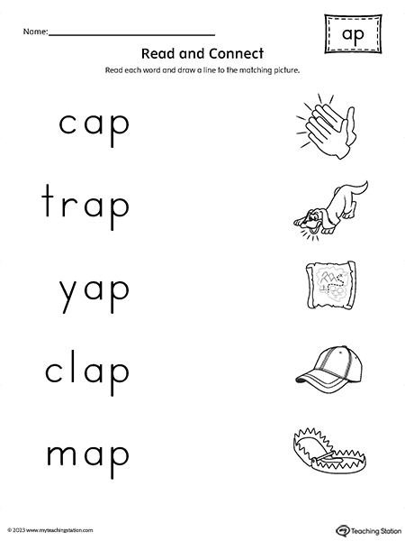 AP Word Family Read and Connect to Image Worksheet
