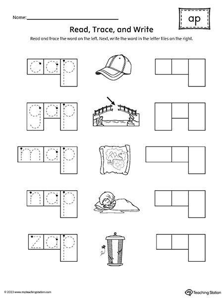 AP Word Family Read and Spell CVC Words Worksheet