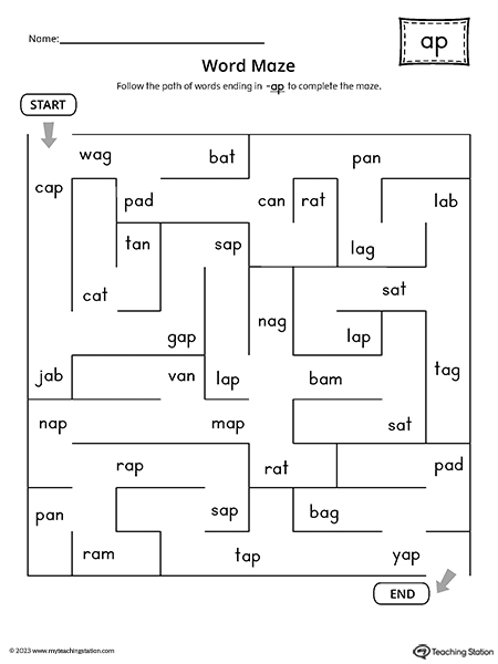 AP Word Family Word Maze Worksheet