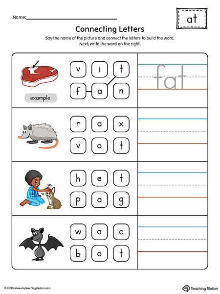 AT Word Family Build CVC Words Printable PDF