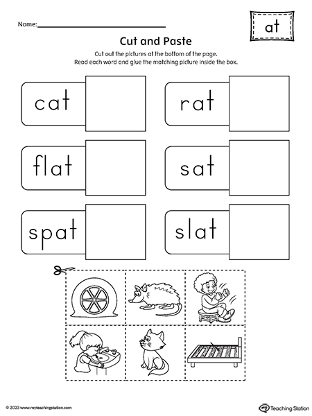 AT Word Family Cut-and-Paste Worksheet