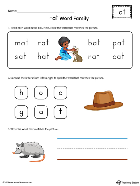 AT Word Family Printable PDF