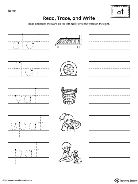 AT Word Family Read and Write Worksheet