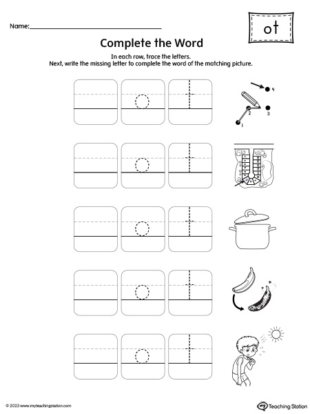 OT Word Family: Complete CVC Words Worksheet