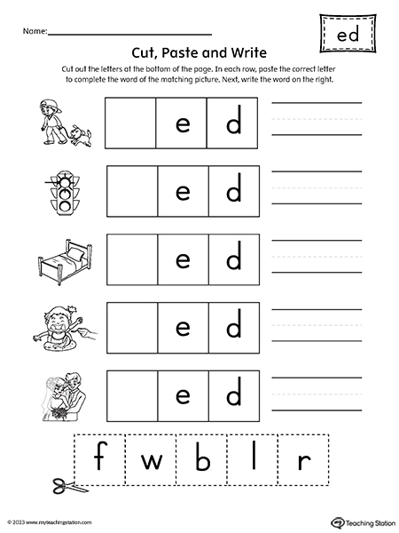ED Word Family Picture Match Cut-and-Paste Worksheet
