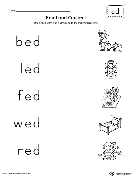 ED Word Family Read and Connect to Image Worksheet