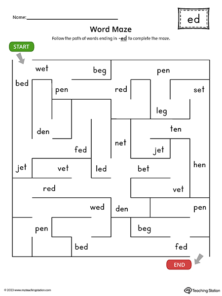 ED Word Family Word Maze Printable PDF