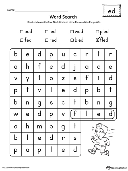 ED Word Family Word Search Worksheet