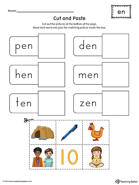 EN Word Family CVC Cut-and-Paste Printable PDF