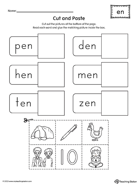 EN Word Family CVC Cut-and-Paste Worksheet