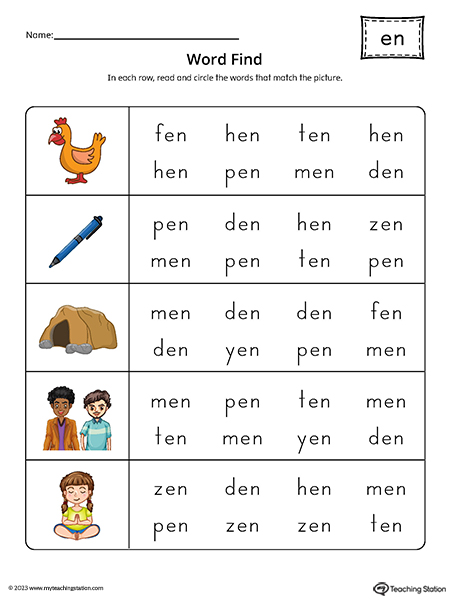 EN Word Family CVC Word Find Printable PDF