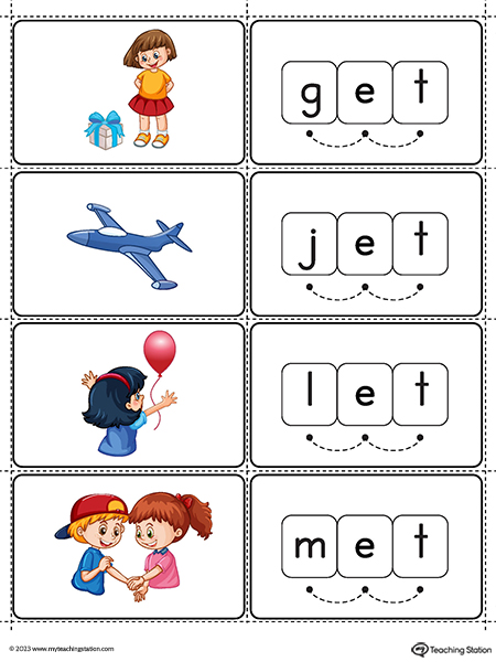 ET Word Family CVC Small Picture Cards Printable PDF (Color)