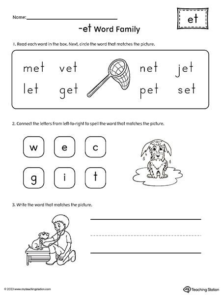 ET Word Family CVC Worksheet