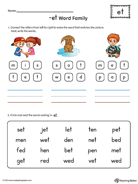 ET Word Family Read and Spell Simple Words Printable PDF