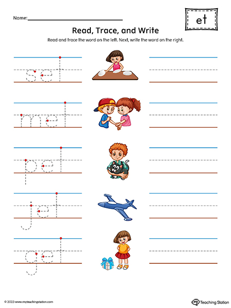 ET Word Family Trace and Write CVC Words Printable PDF