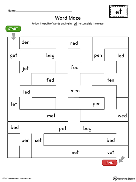 ET Word Family Word Maze Printable PDF