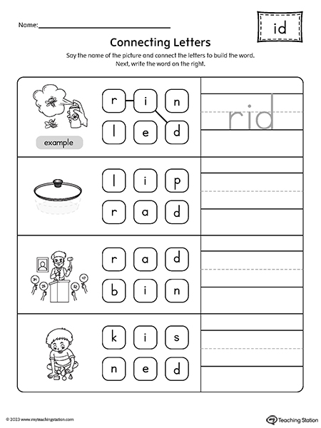 ID Word Family Build Words Worksheet