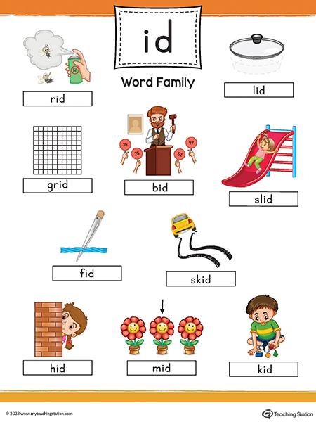 ID Word Family Image Poster Printable PDF
