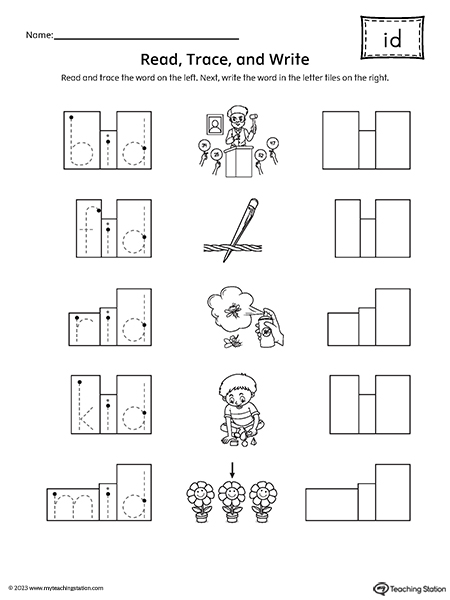 ID Word Family Read and Spell Worksheet