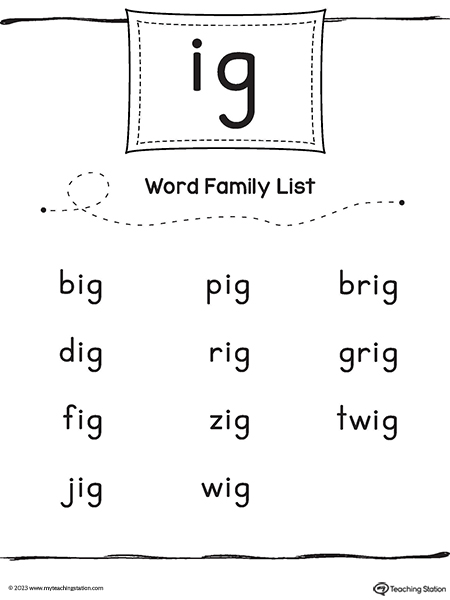 IG Word Family List
