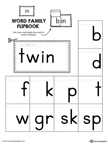 IN Word Family Flipbook Printable PDF