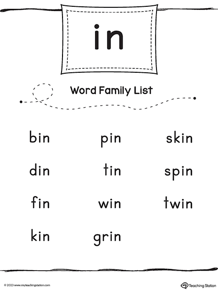 IN Word Family List